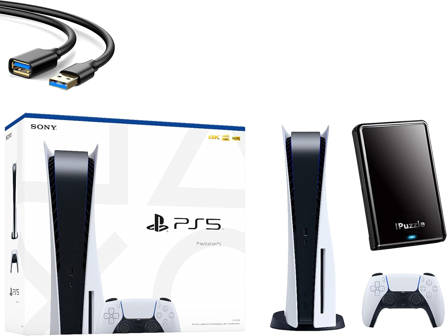 PS5 Playstation 5 Console Disc Version - Wireless Controller, X86-64-Amd Ryzen Zen 8 Cores CPU, 16GB GDDR6 Memory, 825GB SSD Storage